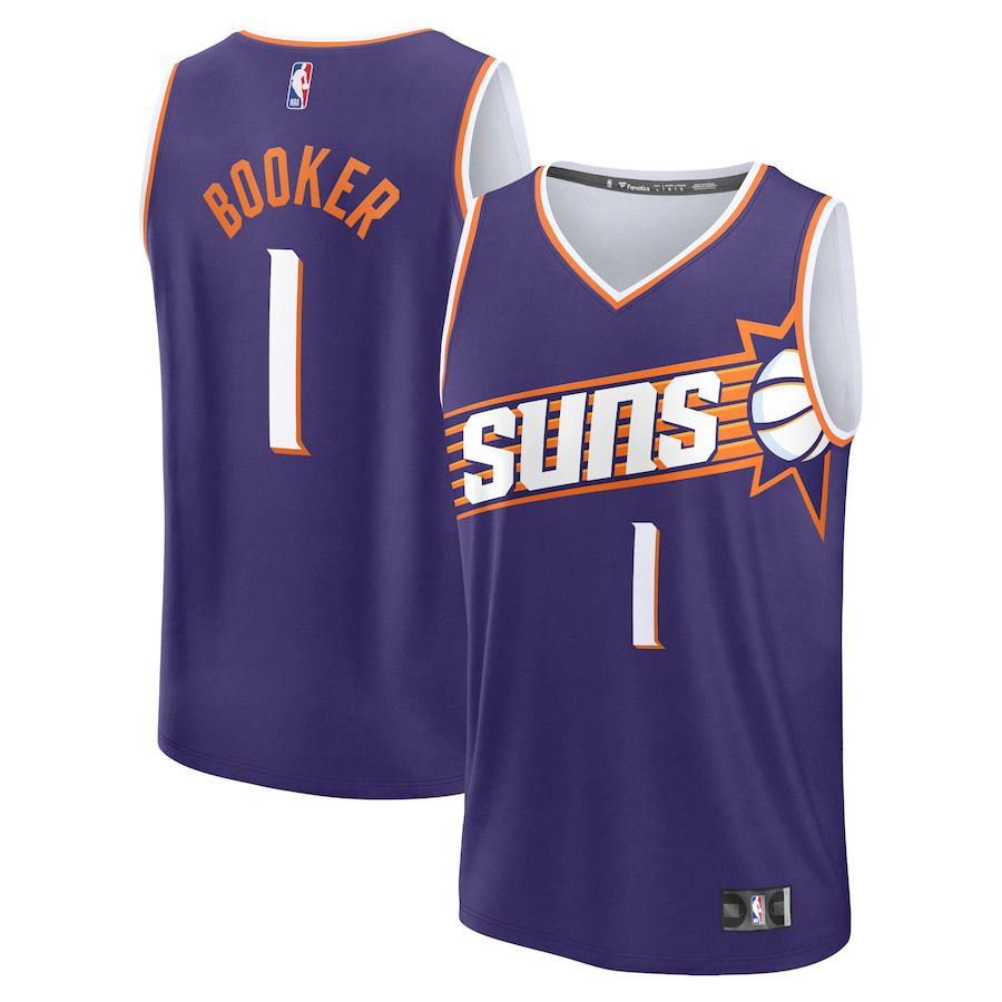 Men Phoenix Suns #1 Devin Booker Fanatics Branded Purple Icon Edition 2023-24 Fast Break Replica NBA Jersey->phoenix suns->NBA Jersey